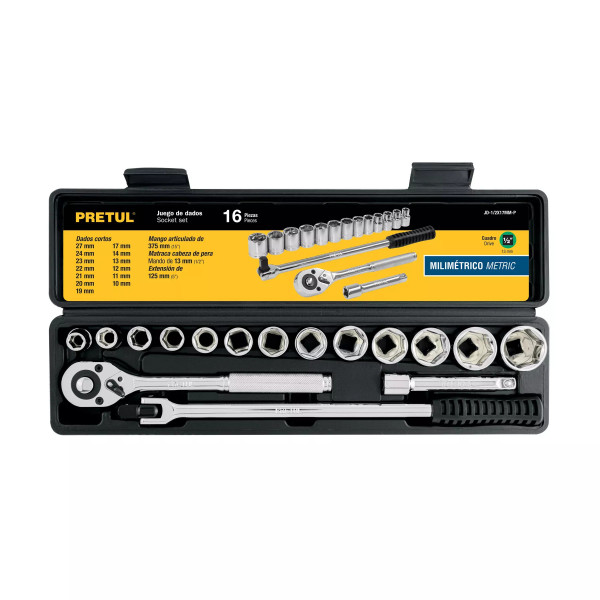 Juego De 16 Herramientas 1/2' Mm Para Mecánico, Pretul | Llaves de precisión