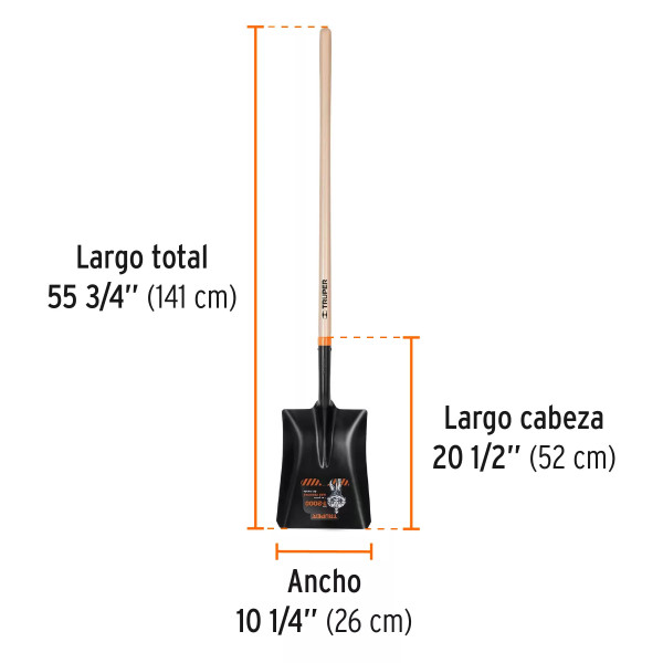 ‣ Pala T-2000 Cuadrada, Mango Largo... | Truper