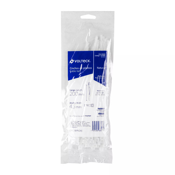 Bolsa Con 50 Cinchos Plásticos 50 Lb, 200X4.5 Mm, Naturales | Cinchos, Abrazaderas y Similares Ferreterias Ferretodo