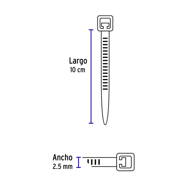 Bolsa Con 100 Cinchos Plásticos 18 Lb, 100X2.5 Mm, Amarillos | Cinchos, Abrazaderas y Similares Ferreterias Ferretodo