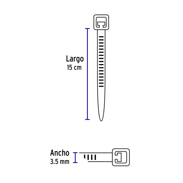 Bolsa Con 50 Cinchos Plásticos 40 Lb, 150 X 3.5 Mm, Azules | Cinchos, Abrazaderas y Similares Ferreterias Ferretodo