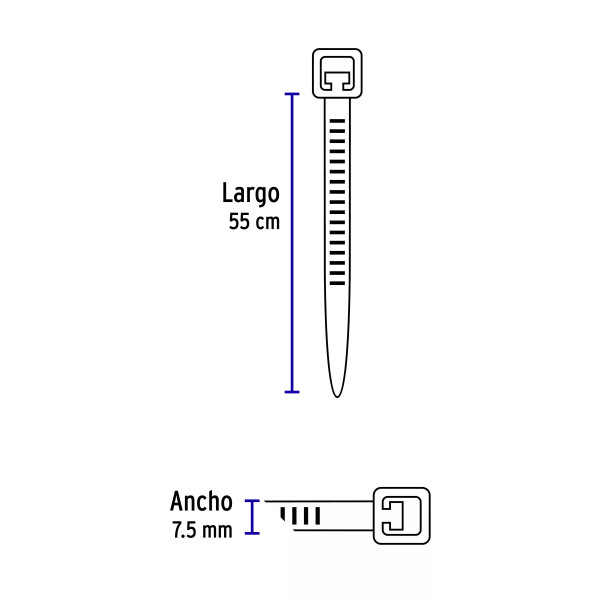 Bolsa C/10 Cinchos Plásticos 120 Lb, 550 X 7.5 Mm, Naturales | Cinchos, Abrazaderas y Similares Ferreterias Ferretodo