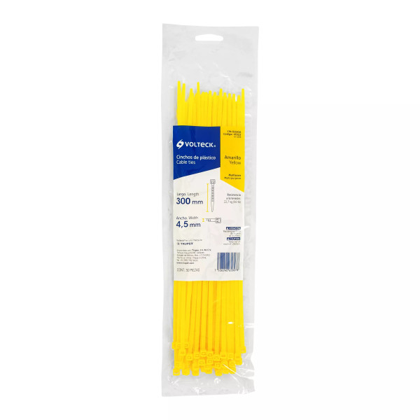 Bolsa Con 50 Cinchos Plásticos 50 Lb, 300X4.5 Mm, Amarillos | Cinchos, Abrazaderas y Similares Ferreterias Ferretodo