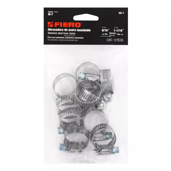 Bolsa c/10 abrazaderas sin fin reforzadas No.7, 9/16 - 1-1/16" | Cinchos, Abrazaderas y Similares Ferreterias Ferretodo