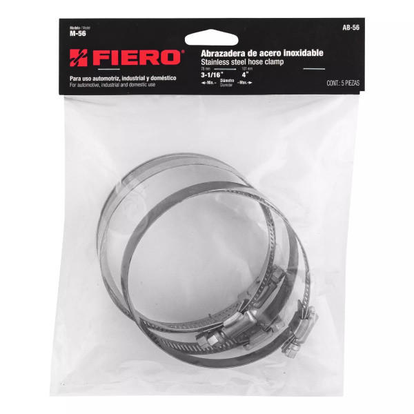 Bolsa c/5 abrazaderas sin fin reforzadas No.56, 3-1/16 - 4" | Cinchos, Abrazaderas y Similares Ferreterias Ferretodo