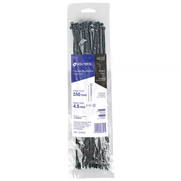 Bolsa Con 25 Cinchos Plásticos 50 Lb, 350X4.5 Mm, Negros | Cinchos, Abrazaderas y Similares Ferreterias Ferretodo