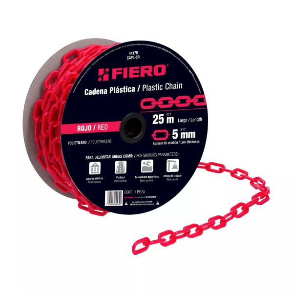 ‣ Metro de cadena plástica roja 5 mm 25 m | Fiero