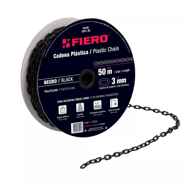 ‣ Metro de cadena 3 mm plástica, 50 m carrete | Fiero