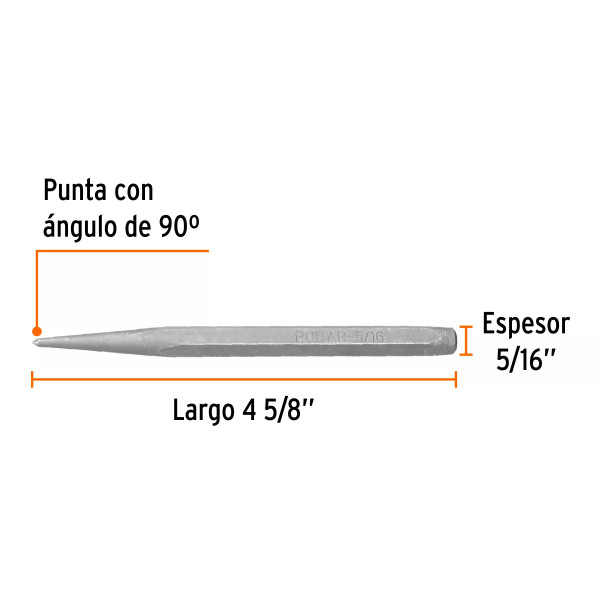 Punzón 5/16" para barrenar, largo 4-5/8", Truper | Limas, Punzones y Similares Ferreterias Ferretodo
