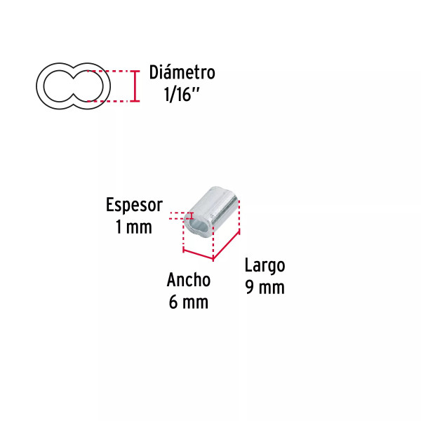 ‣ Bolsa 50 casquillos aluminio FIERO 1/16" | Fiero