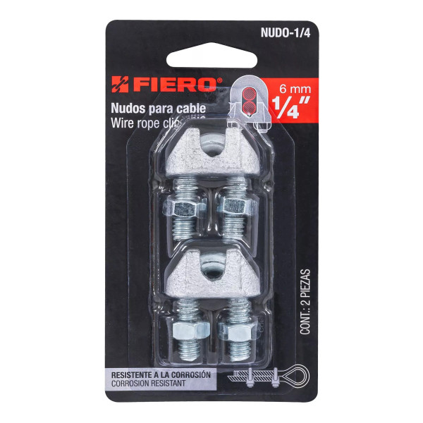‣ Blíster c/2 nudos (perros) p/cable 1/4" | Fiero