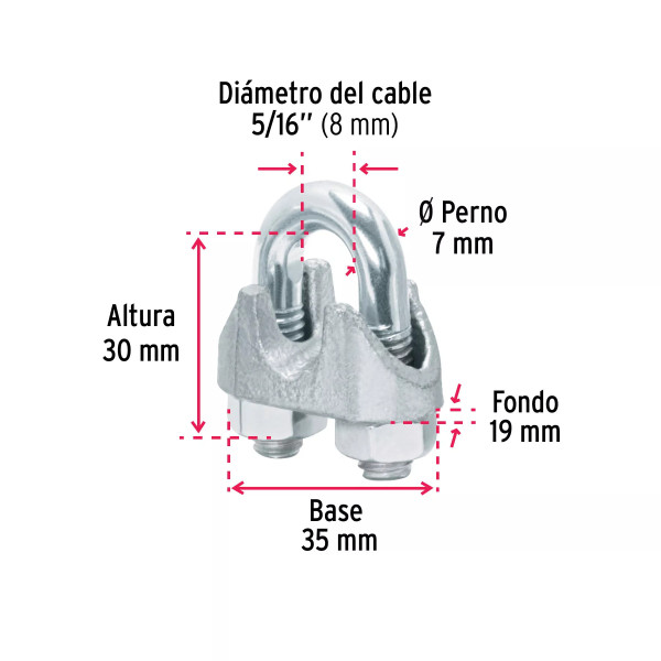 ‣ Blíster c/2 nudos, hierro p/cable 5/16" | Fiero