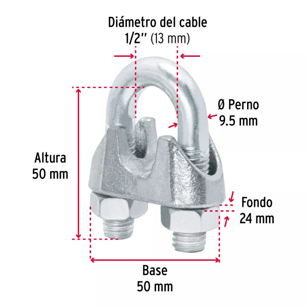‣ Blíster c/1 nudo hierro cable 1/2", FIER... | Fiero