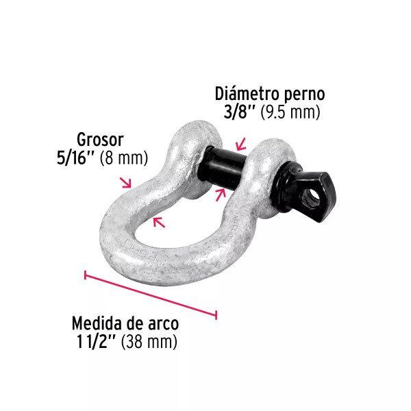 Grillete de acero forjado 5/16", FIERO | Bandolas, ganchos, grilletes y similares Ferreterias Ferretodo