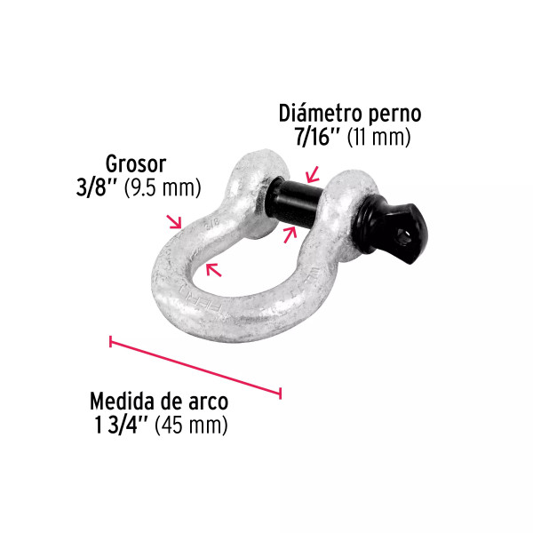Grillete de acero forjado 3/8", FIERO | Bandolas, ganchos, grilletes y similares Ferreterias Ferretodo