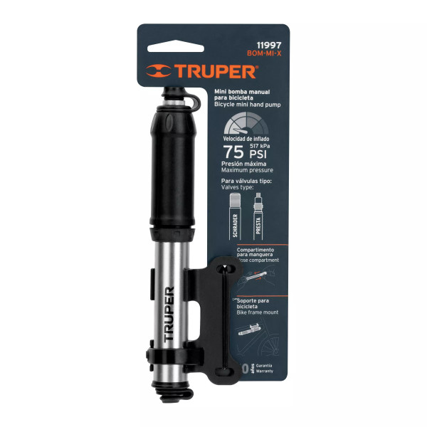 ‣ Mini bomba manual bicicleta, 75 PSI... | Truper