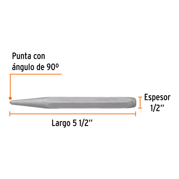 Punzón 1/2" para barrenar, largo 5-1/2", Truper | Limas, Punzones y Similares Ferreterias Ferretodo