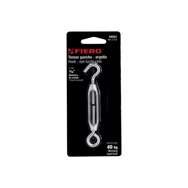 Tensor zinc 3/16" gancho-argolla, FIERO | Bandolas, ganchos, grilletes y similares Ferreterias Ferretodo