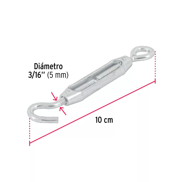 Tensor zinc 3/16" gancho-argolla, FIERO | Bandolas, ganchos, grilletes y similares Ferreterias Ferretodo
