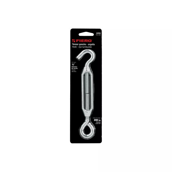 Tensor zinc 3/8" gancho-argolla, FIERO | Bandolas, ganchos, grilletes y similares Ferreterias Ferretodo