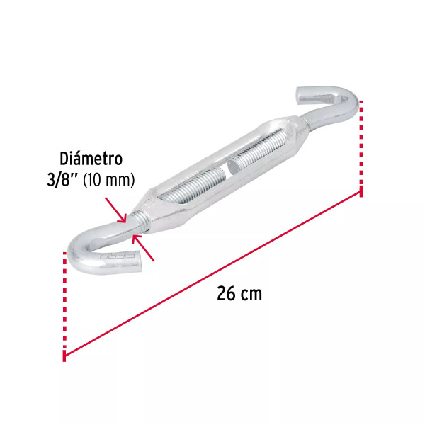 Tensor zinc 3/8" gancho-gancho, FIERO | Bandolas, ganchos, grilletes y similares Ferreterias Ferretodo