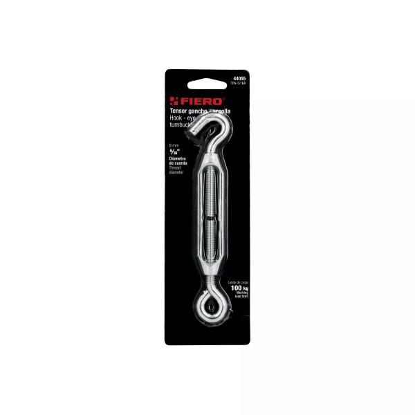 Tensor zinc 5/16" gancho-argolla, FIERO | Bandolas, ganchos, grilletes y similares Ferreterias Ferretodo