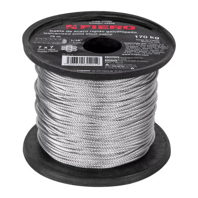 Cable rígido 1/16" de acero 7x7 hilos, 75 m, FIERO | Ferretería General Ferreterias Ferretodo
