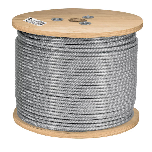 Metro de cable rígido 1/4" acero 7x7 recubierto PVC, 300 m | Ferretería General Ferreterias Ferretodo
