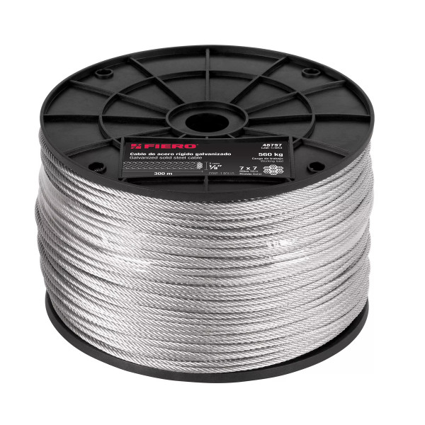 Cable rígido 1/8" de acero 7x7 hilos, 300 m, FIERO | Ferretería General Ferreterias Ferretodo