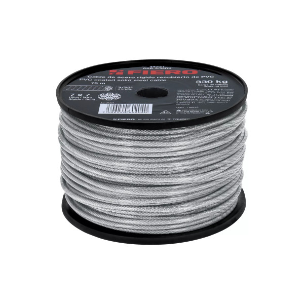 Cable rígido 3/32" acero 7x7 recubierto PVC, 75 m | Ferretería General Ferreterias Ferretodo