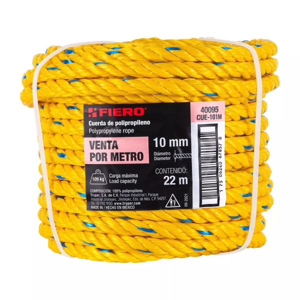 Cuerda amarilla de polipropileno 10 mm, rollo 22m | Ferretería General Ferreterias Ferretodo