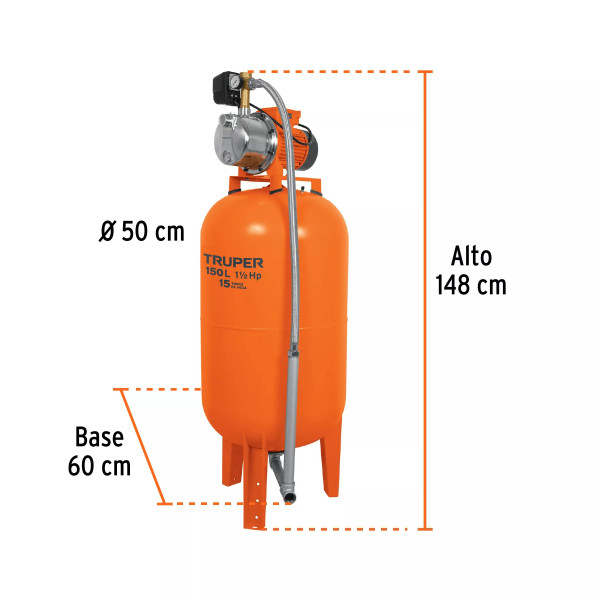 ‣ Equipo hidroneumático 150L, bomba Jet... | Truper