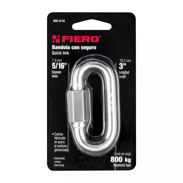 Bandola de acero de 5/16" con seguro, FIERO | Bandolas, ganchos, grilletes y similares Ferreterias Ferretodo
