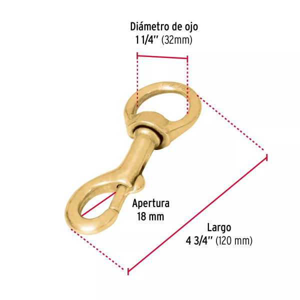 Bandola destorcedora de latón 1-1/4", FIERO | Bandolas, ganchos, grilletes y similares Ferreterias Ferretodo