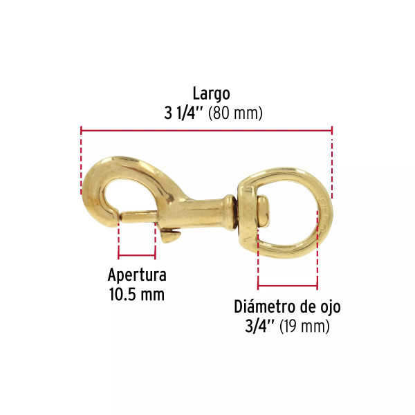 Bandola destorcedora de latón 3/4", FIERO | Bandolas, ganchos, grilletes y similares Ferreterias Ferretodo