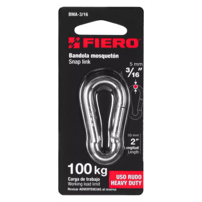 Bandola mosquetón de acero 3/16", FIERO | Bandolas, ganchos, grilletes y similares Ferreterias Ferretodo