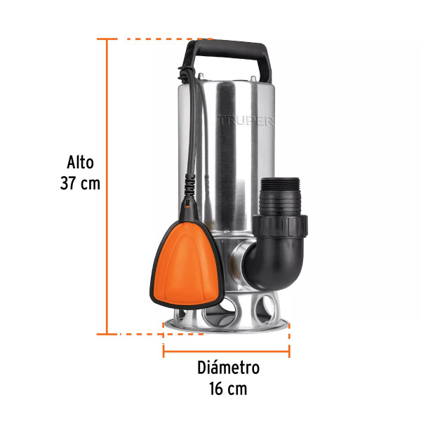 ‣ Bomba sumergible acero inox., agua sucia 1-1/2HP | Truper