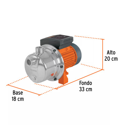 Bomba tipo jet, cabezal de acero inoxidable, 1/2 HP, TRUPER