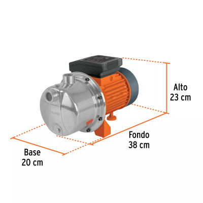Bomba tipo jet, cabezal de acero inoxidable,1-1/2 HP, TRUPER