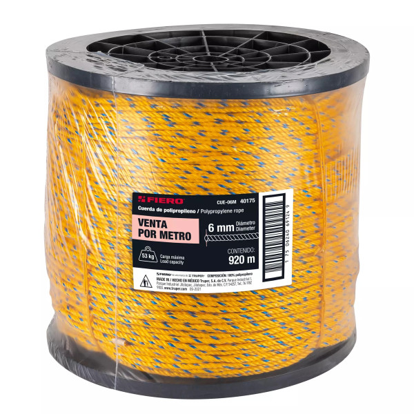 Cuerda amarilla de polipropileno 6mm, carrete 920mL | Ferretería General Ferreterias Ferretodo