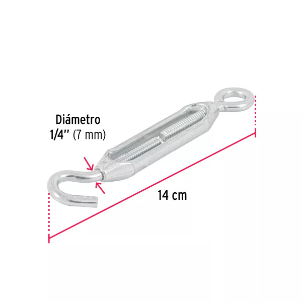 Tensor zinc 1/4" gancho-argolla, FIERO | Bandolas, ganchos, grilletes y similares Ferreterias Ferretodo