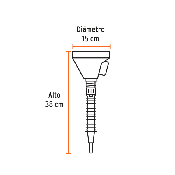 ‣ Embudo plástico 500ml, cuello flexible... | Truper