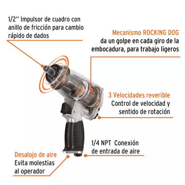Kit de Llave de Impacto 1/2" con Estuche Plástico | Ferretería General Ferreterias Ferretodo
