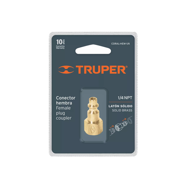 Conector Rápido de Latón, Tipo F, Cuerda 1/4" Npt, Hembra | Ferretería General Ferreterias Ferretodo