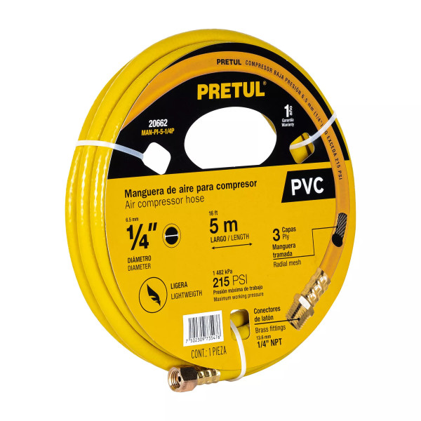 Manguera de PVC para Compresor, 5 M X 1/4" | Accesorios Herramientas Neumáticas Ferreterias Ferretodo