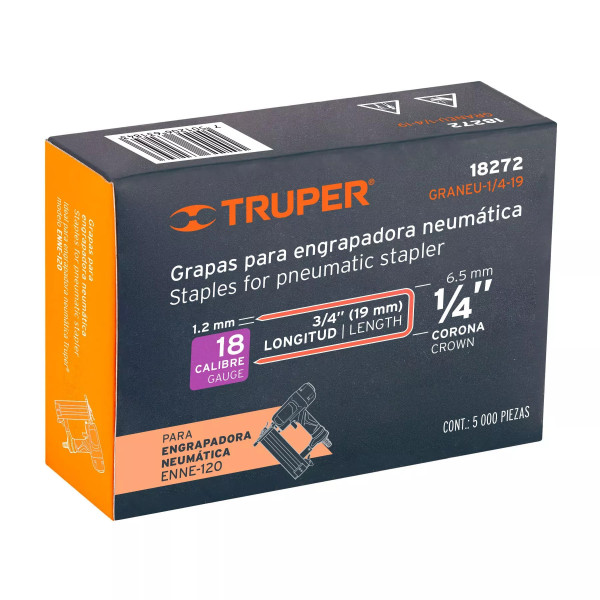 ‣ Grapas Corona 1/4' Cal. 18, 5000 piezas | Ferretodo