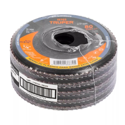 Disco laminado 4-1/2" grano 80 centro 7/8", plástico, TRUPER