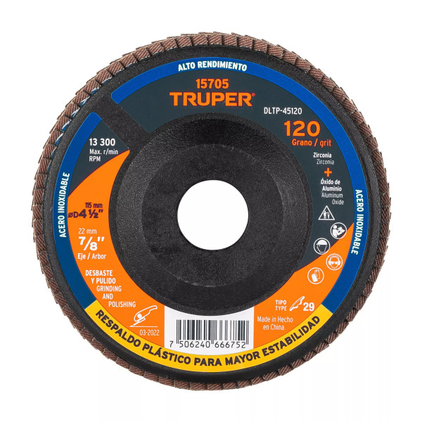 ‣ Disco laminado 4-1/2" grano 120... | Truper