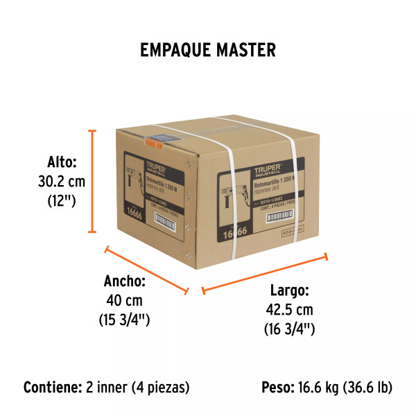 Rotomartillo 1/2' 1200 W, Industrial, Truper | Rotomartillos y Demoledores