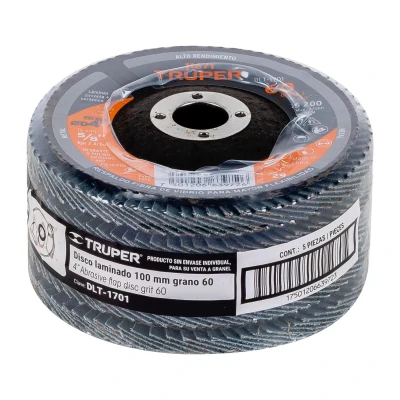 Disco laminado 4", grano 60 centro 5/8", fibra, TRUPER